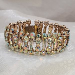 Sherman Signed Mind Blowing Gorgeous AB Crystals Vintage Bracelet